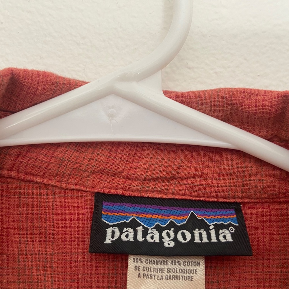 Patagonia Orange Plaid Button Down Shirt - Picture 2 of 3